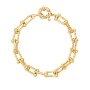 18K Gold-Plated Chunky Cuban Oval Link Chain Bracelet